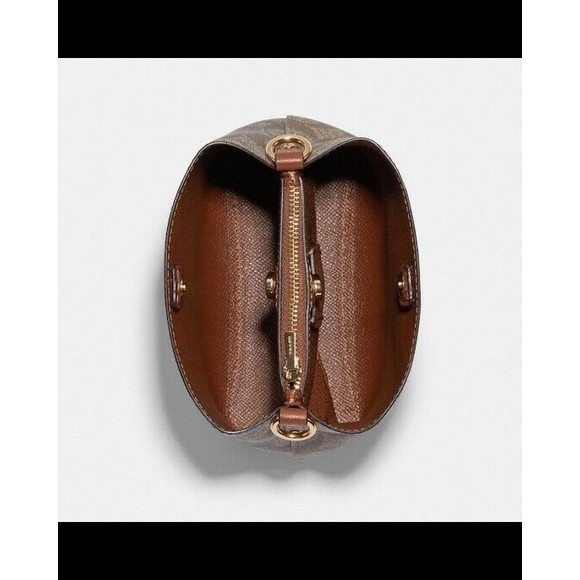 Coach C6835 Mini Town Bucket Bag Signature Canvas w/ Radial Rainbow Khaki $298 - Picture 11 of 11